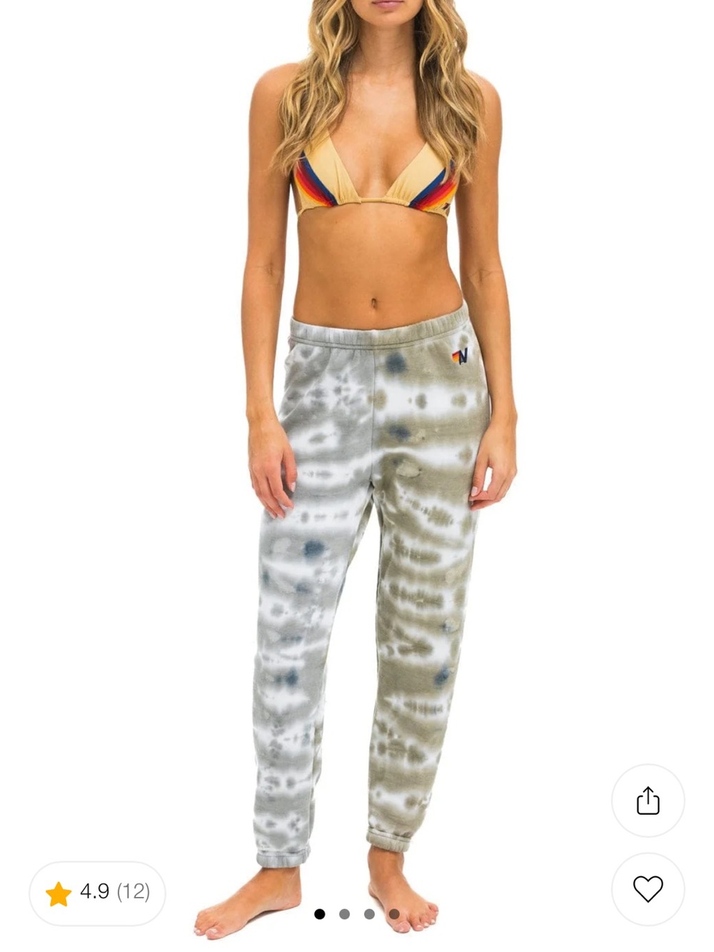 Aviator Nation Gray Tie-Dye Track Pants